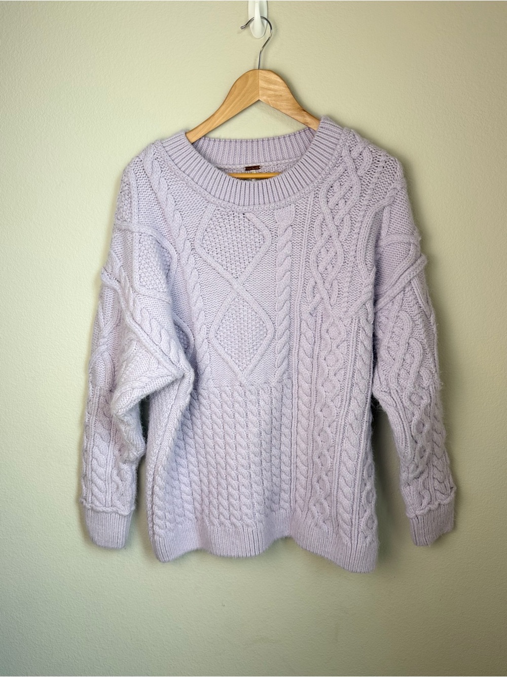 Free people Cozy Cable Knit Sweater - Light Lavender